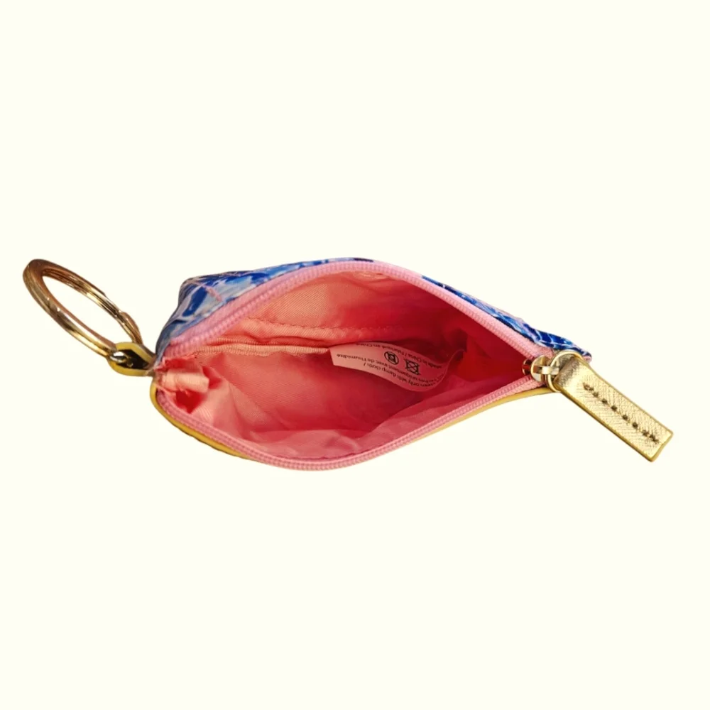 NWOT Lilly Pulitzer ID Holder Wallet Keychain Wallet W/Zip Close, Blue/Pink